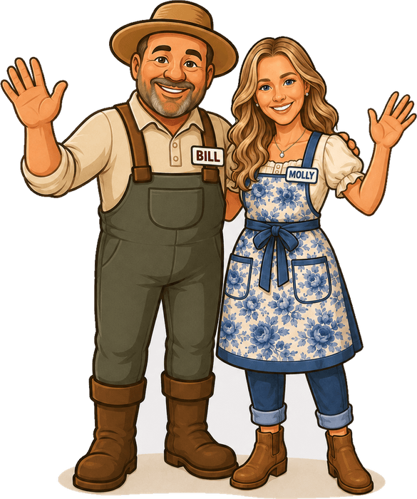 Bill and Molly, waving